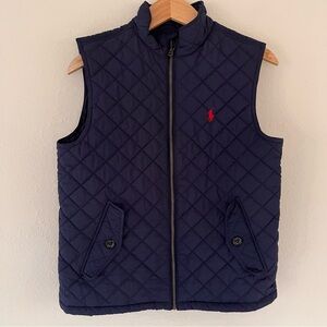 Polo by Ralph Lauren Navy Quilted Zip-Up Vest with Red Logo